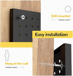 Metal Pegboard,4 Pack Metal Pegboard Panels With 8 Hooks,Black Pegboard Wall Organizer,16"x12" Steel Peg Boards for Walls,Too