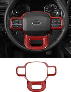 Savadicar Red Carbon Fiber Interior Accessories - Steering Wheel Trim Cover for Ford F150 (2021-present) - Premium Texture Interior Decor Upgrade Option, 1 PC