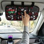Skull Zippered Sun Visor Car Document Organizer with Adjustable Straps Car Visor Organizer with Pocket Storage and Picture Holder Easy Installation Universal Fit for Most Cars SUV