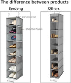 Berdeng Hanging Shoe Organizer for Closet with Side Mesh Pockets，Hat Racks for Baseball Caps，Shoe and Hat Holder & Storage，8-