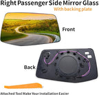 Right Passenger Side Mirror Glass Compatible with 2019-2025 Chevy Silverado 1500 GMC Sierra 1500 W/Blind Spot Heated W/backing plate (with a tool) Replace#GM1325160 84309705