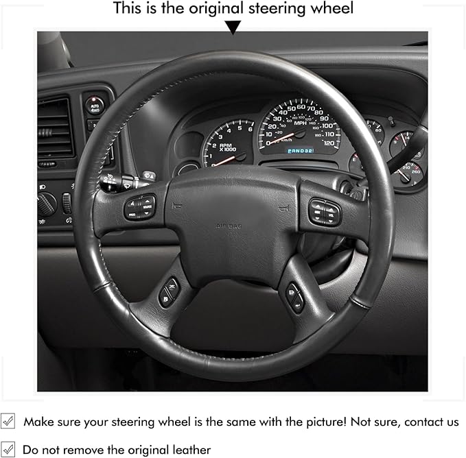 MEWANT Steering Wheel Cover for Chevy Silverado 1500/2500 / 3500 2003-2006 / Silverado 1500 2500HD 3500 Classic/Trailblazer Hand-Stitched Microfiber Leather Steering Wheel Wrap