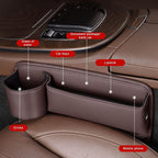 2-Pack car seat Gap Filler Organizer with Cup Holder, Adjustable Car Seat Gap Storage Box Leather with Cup Holder for Phones Glasses Keys Cards (Black. Driver- Passenger)