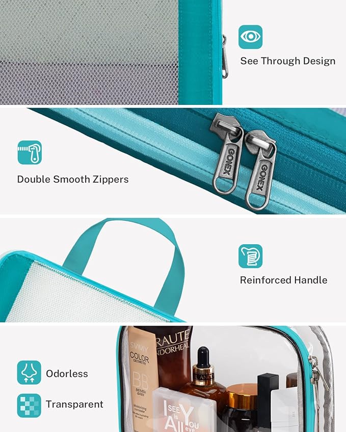 Gonex 8 Set Compression Packing Cubes, Expandable Mesh Organizer for Travel Accessories, Essentials With Toiletry, Laundry, S