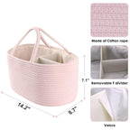 Baby Diaper Caddy Organizer for Girl Boy Rope Nursery Storage Bin Basket Portable Holder Tote Bag for Changing Table Car Trav