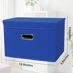 STOREONE Fabric Storage Cube Bins Foldable Organizer Container Collapsible Basket with Lids and Metal Handles, for Home, Bedr