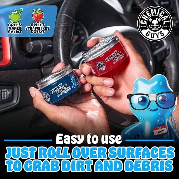 Chemical Guys Sticky Icky Car Cleaning Gel, Green Apple & Sweet Strawberry Scent - Detailing Kit, Car Dust Crevice Cleaner, S