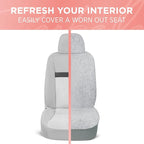 Carbella Plush Sherpa Fleece, 2 Pack Gray Seat Cover for Cars with Soft Cushioned Touch, Cute Automotive Interior Protector f