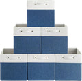 FinishingBo 13 x 13 Inch Fine Linen Storage Bins with Handles，Fabric Cube Boxs，Basket Organizers for Shelves for Home, Closet