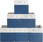 FinishingBo 13 x 13 Inch Fine Linen Storage Bins with Handles，Fabric Cube Boxs，Basket Organizers for Shelves for Home, Closet