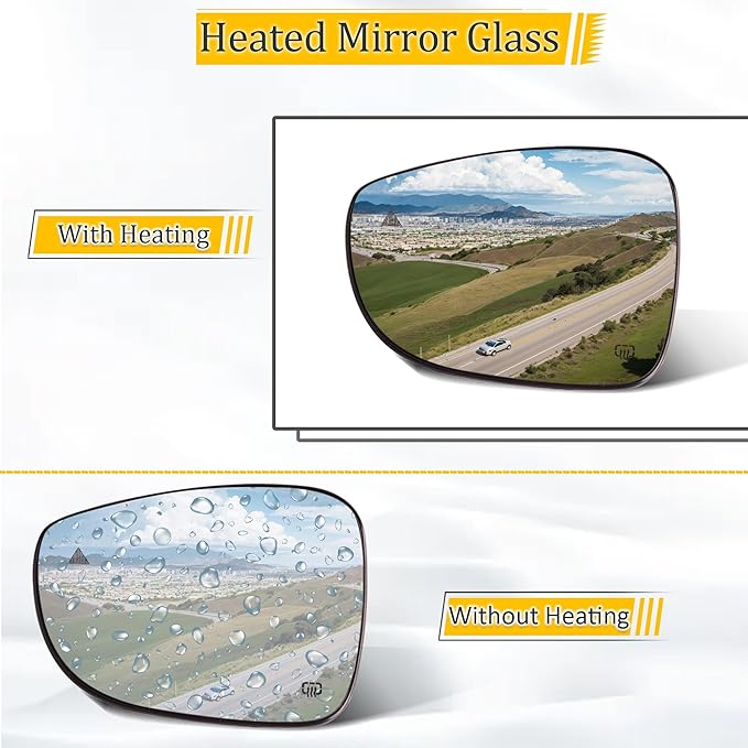 Left Side Mirror Glass w/Heated|Blind Spot Detection Compatible for 2017-2024 Chrysler Pacifica, 2020-2024 Voyager Driver Mirror Glass Replacement 68318282AA
