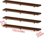 Industrial Pipe Wall Wood Shelves,Real Wooden Shelves 55" in Walnut Color with 1.2" Extra Thick, Modern Floating Shevles Book