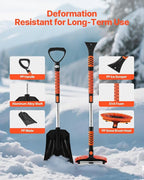 Snow Shovel and Snow Brush 42 in Extendable Snows Broom & Ice Scraper with 180° Pivoting Head Non-Slip Grip Portable Winter Snows Removal Tools for Cars Trucks SUVs Vehicle