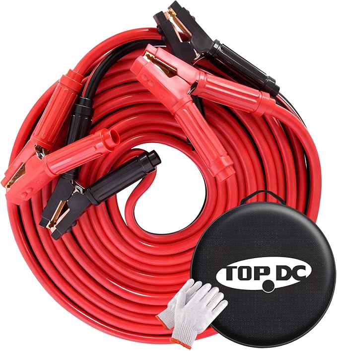 TOPDC Jumper Cables Heavy Duty 0 Gauge 30 Feet 1000Amp Booster Cables for Car Battery, Heavy Duty 2/0 Gauge Cables for Diesel Trucks, with Case, Gloves