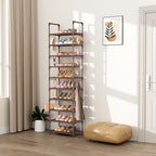VTRIN 10 Tiers Tall Shoe Rack Holds 20-25 Pairs of Shoes Sturdy Vertical Shoe Organizer with 18pcs Hooks Stackable Narrow Sho