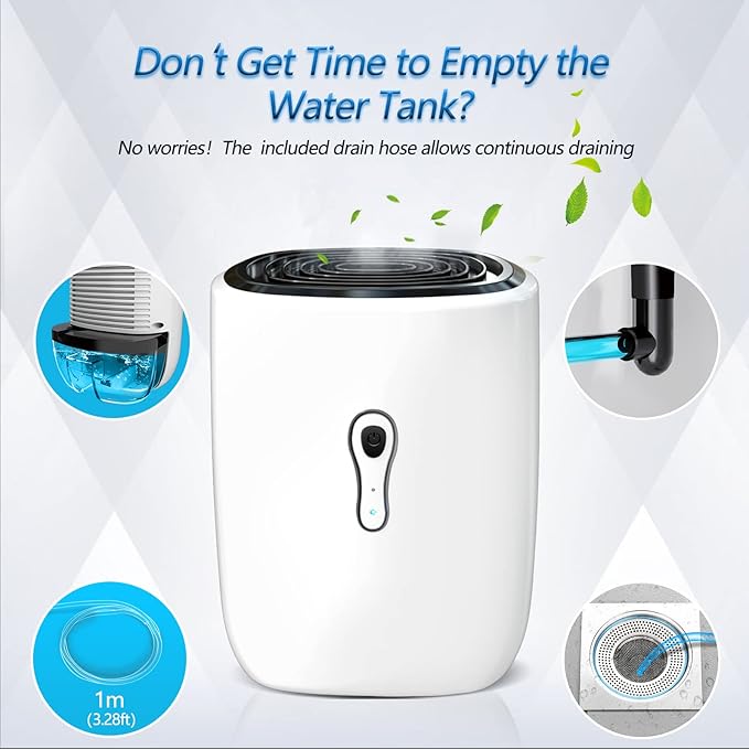 Dehumidifiers for Home 27oz(800ml) Small Auto Shut off Dehumidifiers with Drain Hose,Portable Ultra Quiet Mini Dehumidifier