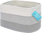 OrganiHaus Cotton Rope Basket for Shelf - Woven Storage Basket for Organizing, Closet & Toy Storage - 3-Toned Gray - 15x9x10