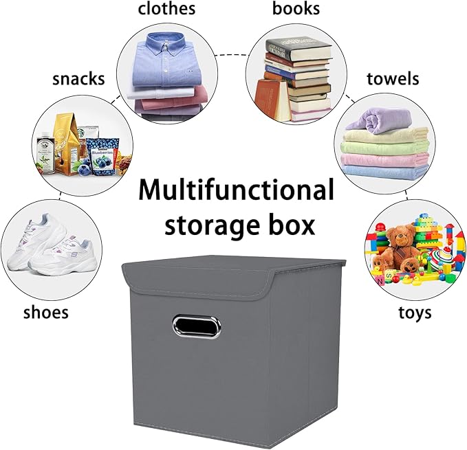 Closet Organizers Fabric Storage Bins With Lids Collapsible Cube Storage Organizer Basket With Handles,Storage Boxes for Clot