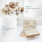 BOOVO Earring Jewelry Box For Women Girl Stud Organizer, 4 Layers Girl Jewelry Organizer Box With Lock Earring Holder Organiz