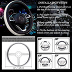 New Diamond Leather Steering Wheel Cover with Bling Bling Crystal Rhinestones, Universal Fit 15 Inch Car Wheel Protector for 