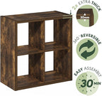 Furinno Cubicle Book Shelf, 4-Cube Bookshelf, Extra Thick Frame Reversible Bookcase with Open Back, 14.6" x 30" x 30", for Li