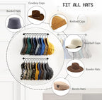 Viklluyr Hat Rack for Baseball Cap Hat Storage with 20 Hooks - Modern Metal Hat Organizer Wall Mounted Caps Hanger Set of 2 f