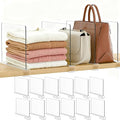 Purse Organizer for Closet Shelf Dividers: 12-Pack Adjustable Clear Acrylic Bag Storage Organizer for Handbags, Sweaters, Tow