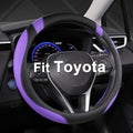 West Llama Customized Auto Car Steering Wheel Cover for Toyota Rav4 Corolla Camry Highlander (Black+Purple-Standard Size)