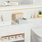 Ohmlove Plastic Storage Baskets With Bamboo Lid - Plastic Storage Containers Stackable Storage bins: Storage Baskets for Orga