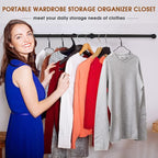 Clothes Hanger Pole Wall Mount, 72" Heavy Duty Detachable Black Iron Garment Bar Hanging Rod Holder, Clothes Rail Shelf Wardr