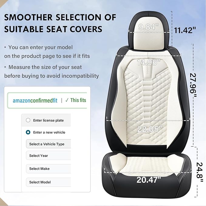 Coverado Leather Seat Covers, Car Seat Covers Full Set, Waterproof Nappa Leather Car Seat Cover, Car Seat Protectors 5 Seats,