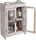 Ikee Design Wooden Countertop Storage Cabinet. Customizable Organizer with Adjustable Shelves, Glass Window Door and Removabl