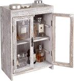 Ikee Design Wooden Countertop Storage Cabinet. Customizable Organizer with Adjustable Shelves, Glass Window Door and Removabl
