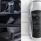 Car Trash Can with Lid, 2 Packs Leakproof Vehicle Garbage Bin, Compact Cup Holder Design, Includes 40 Trash Bags, Ideal for Car, Truck, Home, Office, Front & Back Seat Organizers (2-pack Black)