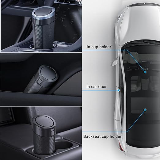 Car Trash Can with Lid, 2 Packs Leakproof Vehicle Garbage Bin, Compact Cup Holder Design, Includes 40 Trash Bags, Ideal for Car, Truck, Home, Office, Front & Back Seat Organizers (2-pack Black)