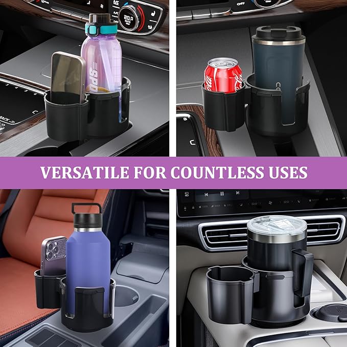 JINKEY 2 in 1 Cup Holder Expander, Extra Cup Holders Extender with Adjustable Car Cup Insert for Car Front Seat for Yeti，Hydroflask and Other Large Water Bottles & Mugs in 3.74"-4.25"(10-46 Oz)