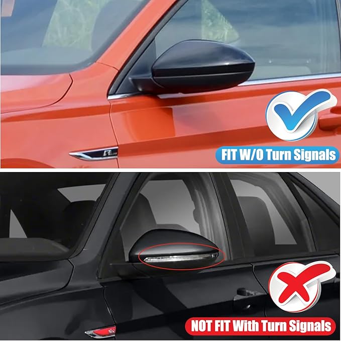 DERI Driver Side Mirror Cap Compatible with Volkswagen Jetta 2019 2020 2021 2022 2023 2024 2025, Left Side Mirror Cover fit for VW Jetta US Version Without Turn Signals, Glossy Black, 17A857537AGRU