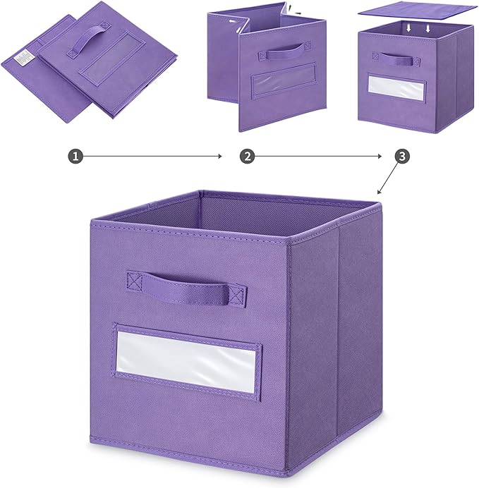artsdi 11 Inch Storage Cube,Storage bin,cube storage (Set of 10) Foldable Fabric Cube Storage Bins with 10 Labels Window Card