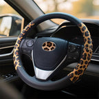 Universal Leather Leopard Cheetah Steering Wheel Cover Women 14.5-15 inch Leopard car Accessories Western Anime Brown Cute Wh