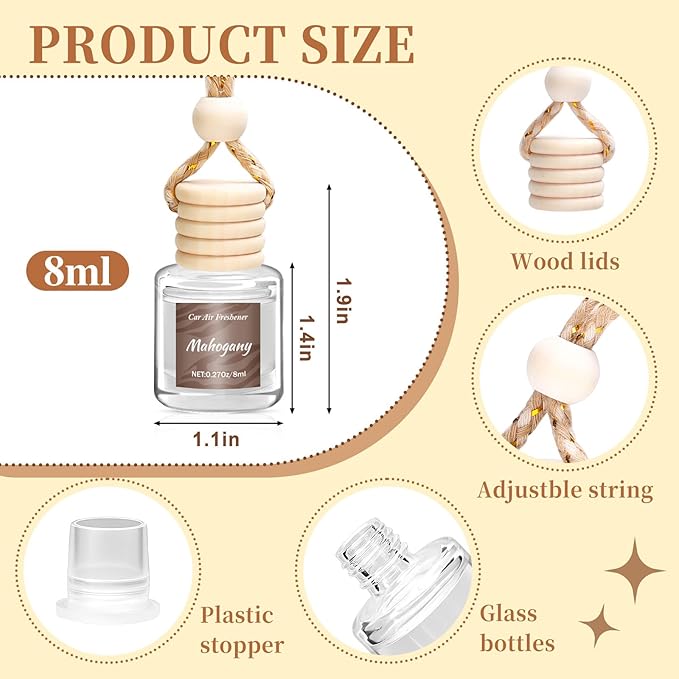 6 Pack Car Air Freshener - Mothers Day Gift for Her, Hanging Air Freshener Essential Oil Diffuser, Romantic Car Scents Cute A