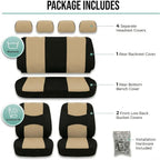 FH Group Automotive Seat Covers Flat Cloth Full Set Beige Combo Small Car Seat Cover Design, Rear Solid Bench Universal Fit a