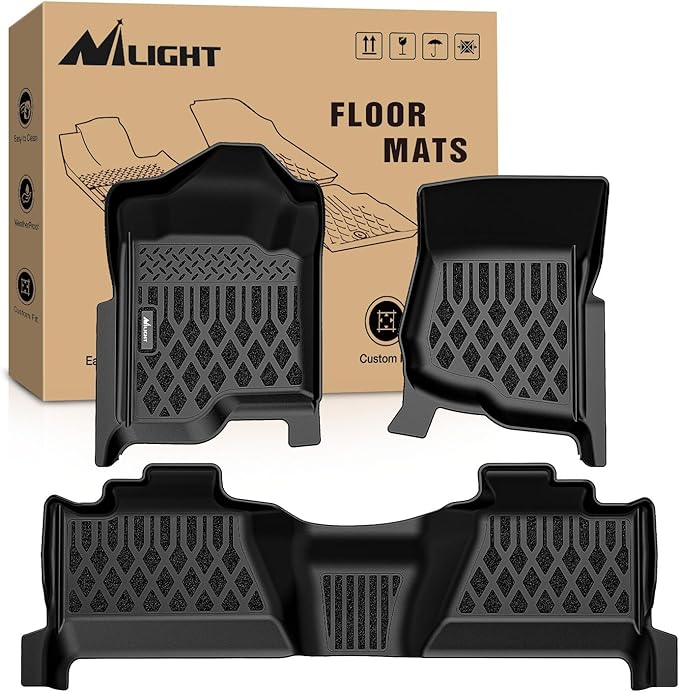 Nilight TPE Floor Mats for Chevy Silverado GMC Sierra 1500 Crew Cab 2007-2013, Silverado GMC Sierra 2500 3500 2007 2008 2009 2010 2011 2012 2013 2014 All Weather Custom Fit Heavy Duty Floor Liners