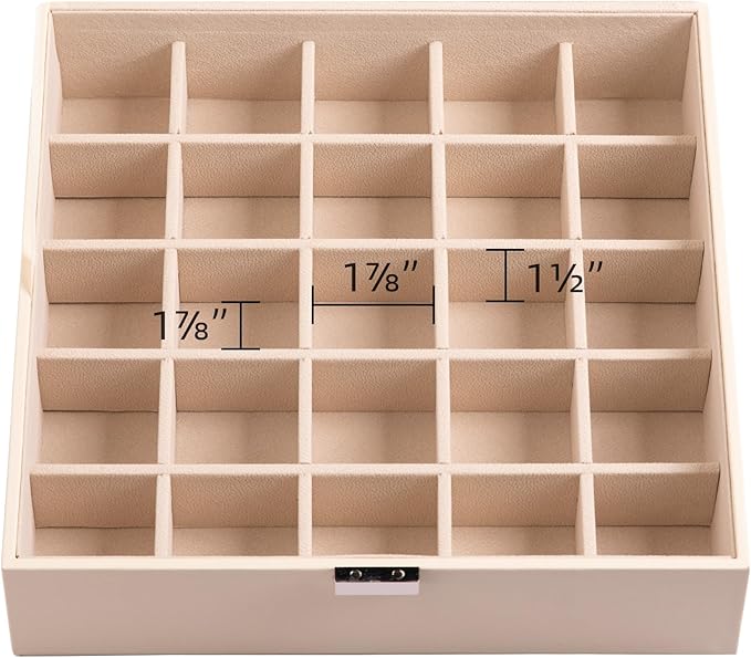 Frebeauty Earring Organizer Classic Jewelry Box 50 Slots Double Layer Jewelry Storage Case with 6 Necklace Hook and Bracelet 