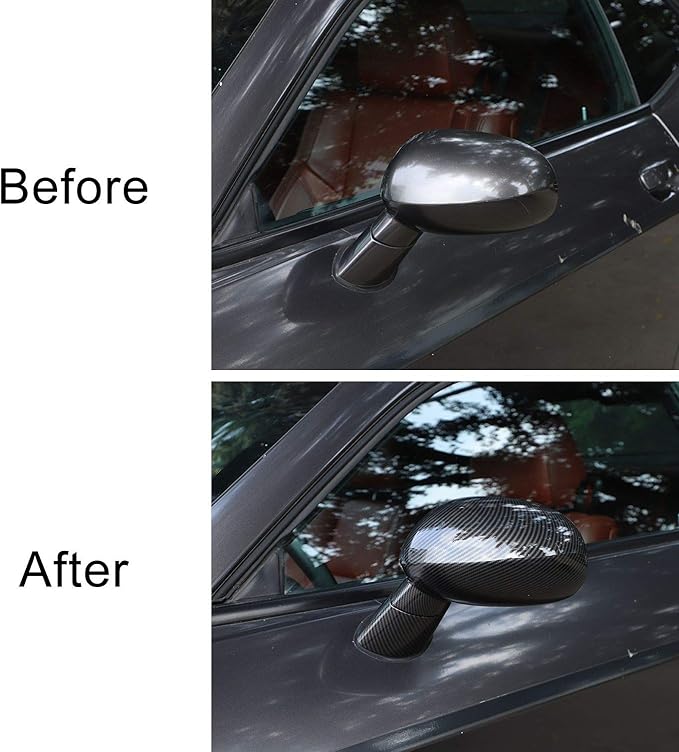 Voodonala for Challenger ABS Carbon Fiber Rearview Mirror Cover Side Mirror Trim Shell Cover Decoration Trim for 2009-2026+Dodge Challenger Exterior Accessories,10pcs