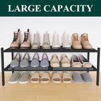Smiry Long Bamboo Shoe Rack 2-Tier, Stackable Wooden Shoe Organizer for Entryway & Closet, Free Standing Wood Shoe Storage Sh