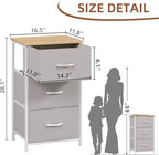 Somdot Dresser for Bedroom with 3 Drawers, Storage Organizer Chest of Drawers with Removable Fabric Bins for Closet Bedside L
