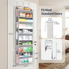 Yecaye 5 Tier Clear Over the Door Organizer Hanging, 5 Large Plastic Pockets and 10 Side Pockets Back of Door Organizer, 56lb