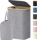 Lifewit 80L Laundry Basket with Lid, Clothes Hampers for Laundry with Bamboo Handles and 1 Removable Bag, Large Foldable Laun