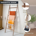 Blanket Ladder 6.4FT, Wooden Blanket Ladders for The Living Room, 6-Layer Farmhouse Rustic Towel Rack for Living Room Bathroo