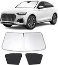 3PCS Car Window Shades Front Windshield Sun Shade Foldable Window Shade Custom Fit for 2019-2024 Audi Q5 Accessories Car Shades for Front Windows Anti-UV Rays Block Heat